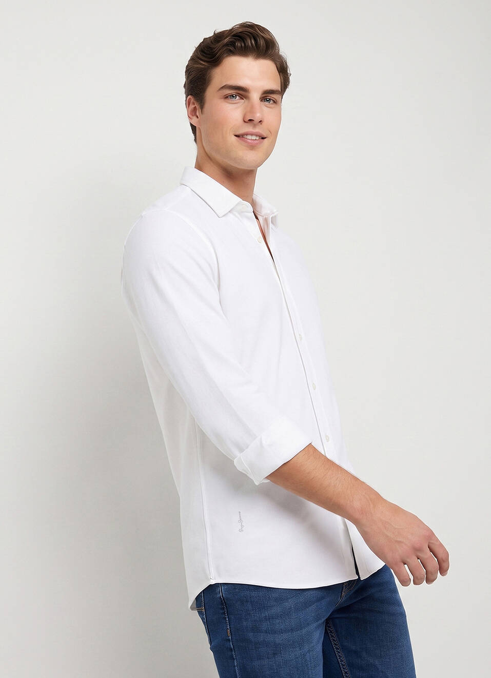 Men White Solid Shirt, , large image number 3