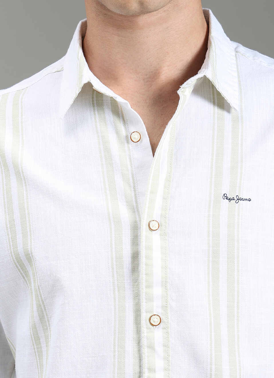 Men Green Striped Shirt, , large image number 1