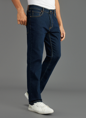Men Navy Blue Mid Rise Straight Fit Jeans