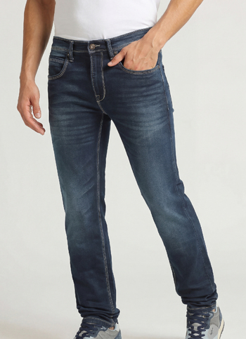 Vapour Dark Blue Low Rise Tapered Gymindigo Jeans
