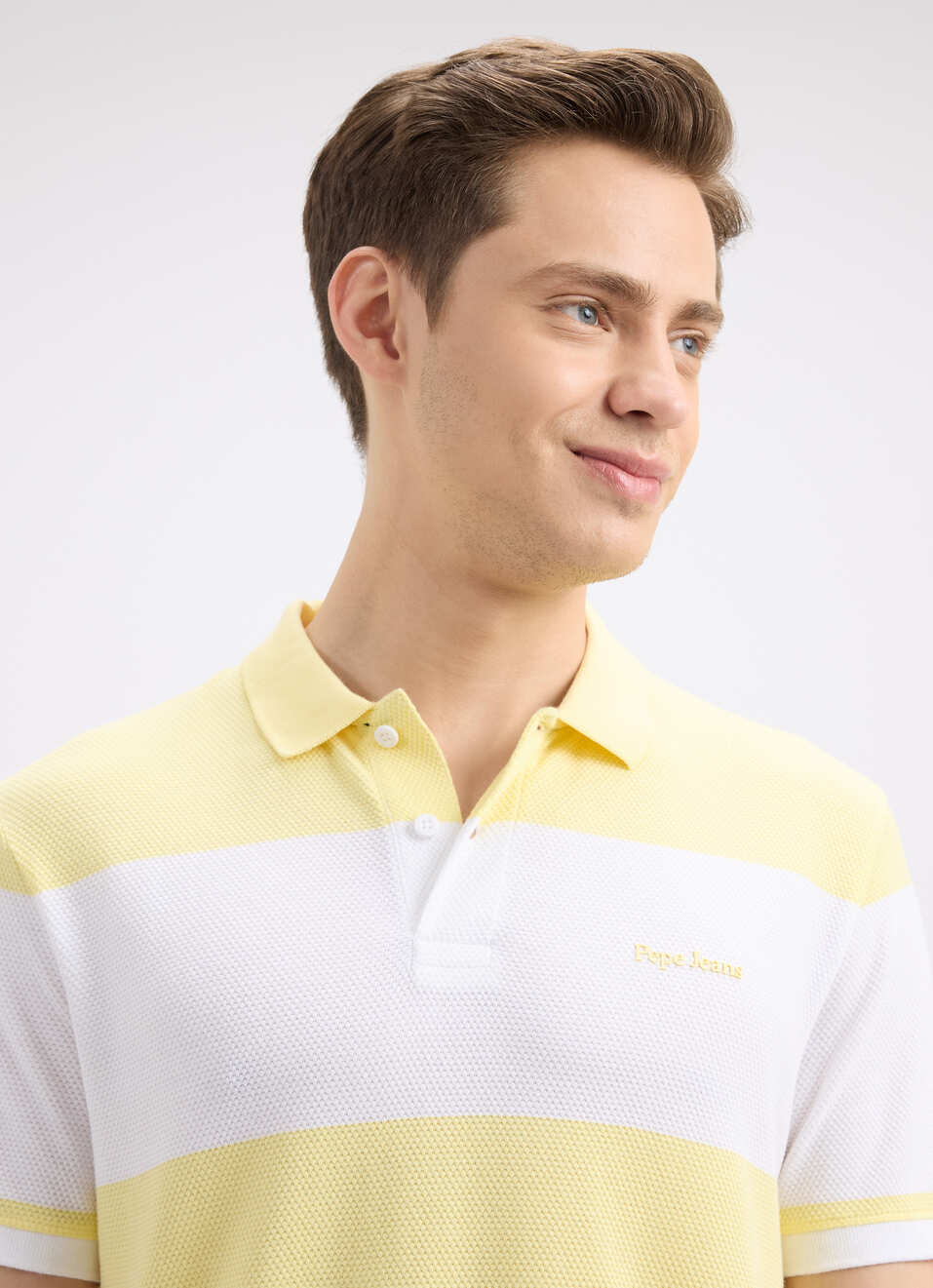 Men Yellow Stripe Short Sleeve Polo, , large image number 4