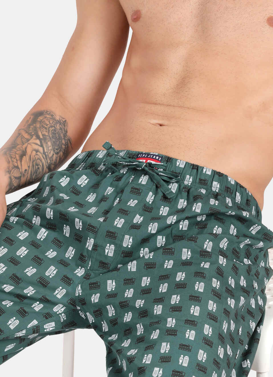 Summer Green Printed Pyjamas, , large image number 7