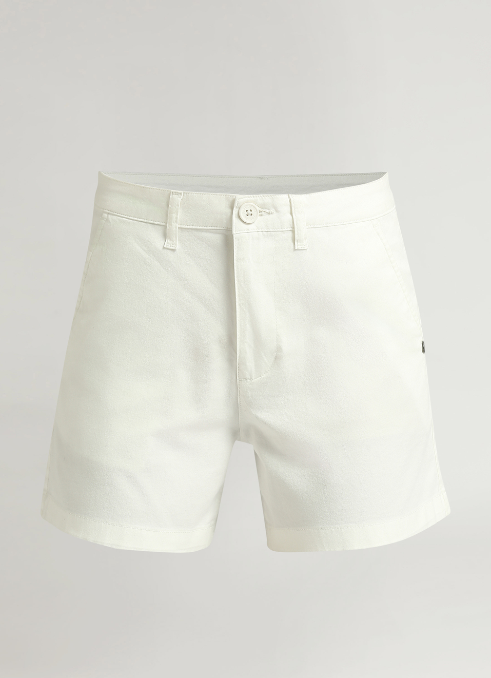 White Side Slant Pockets Waist Belt Loops Shorts, , large image number 6