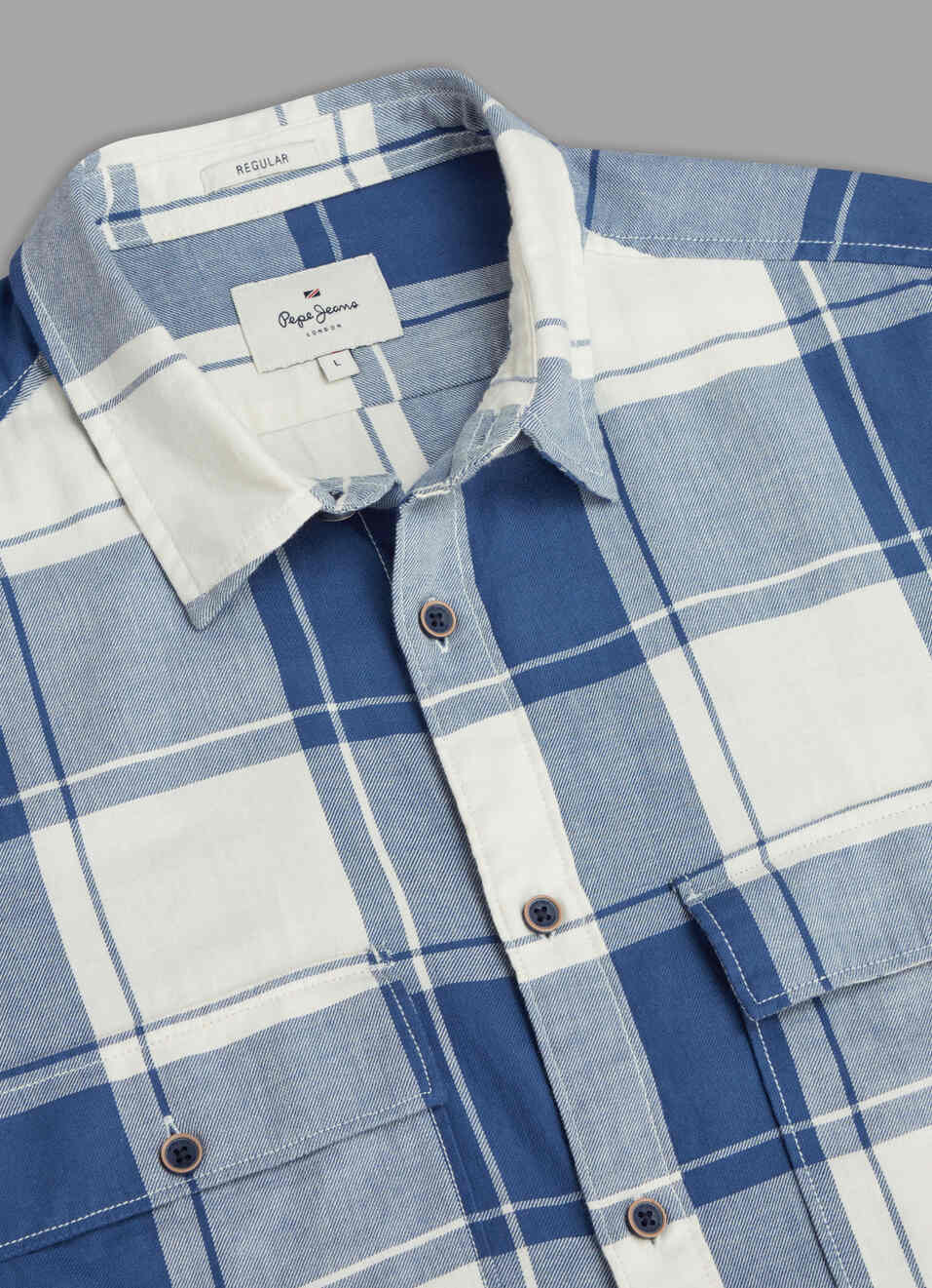Men Blue Check Long Sleeve Shirt, , large image number 3
