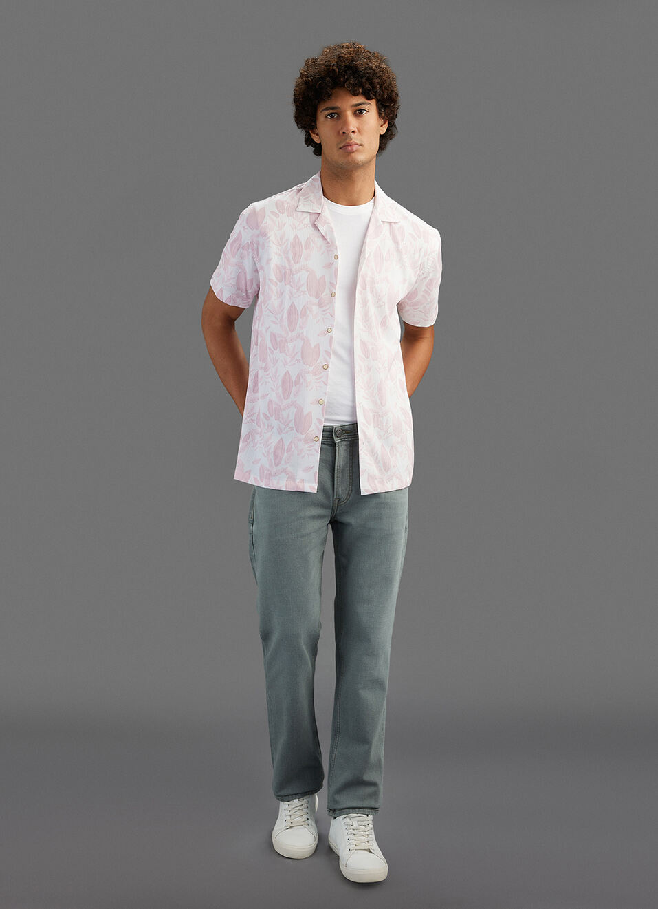 Men Pink Printed Relaxed Fit Resort Collar Shirt, , large image number 2