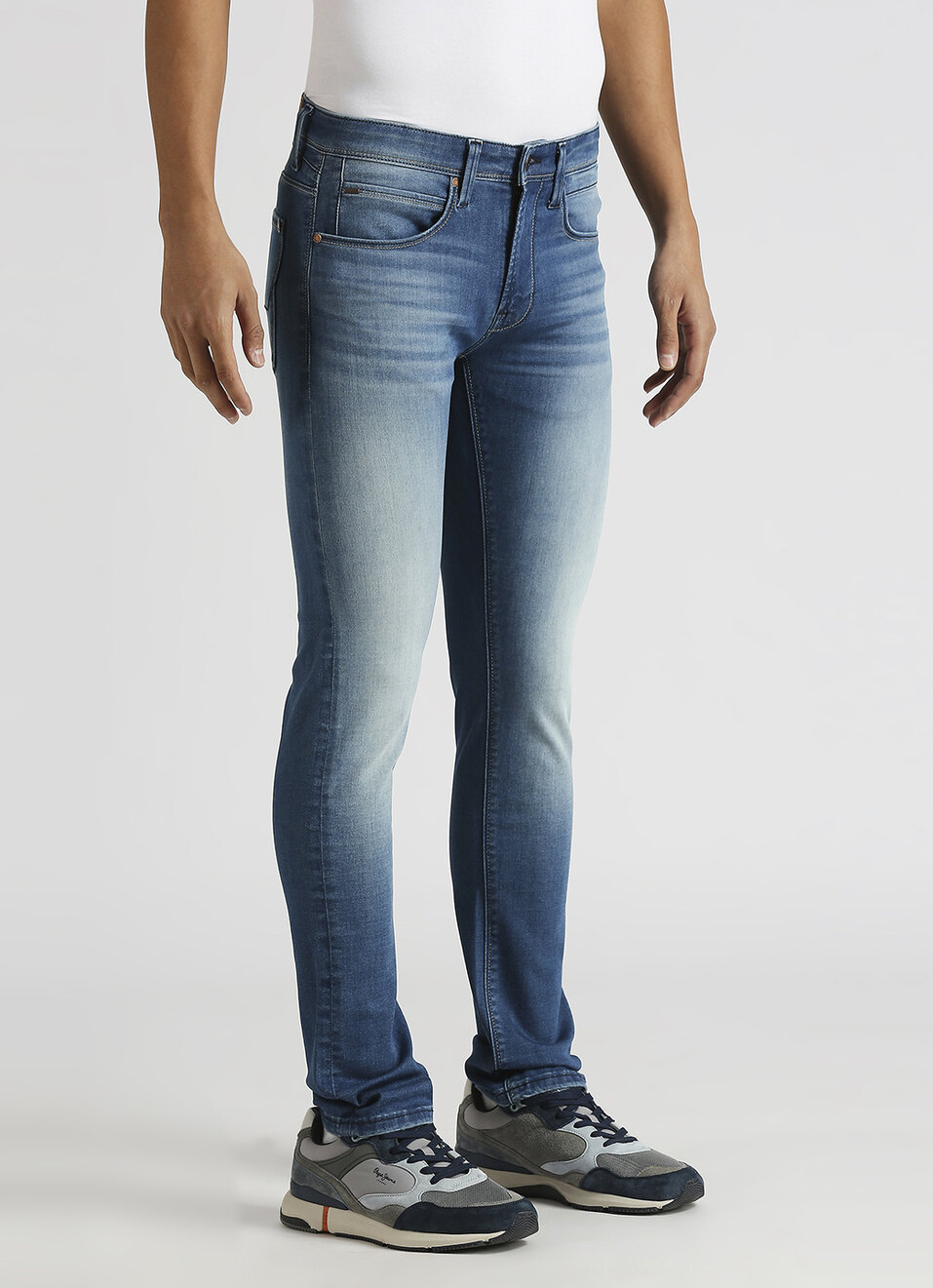 Vapour Dark Blue Mid Rise Slim Fit Powerflex Jeans, , large image number 6