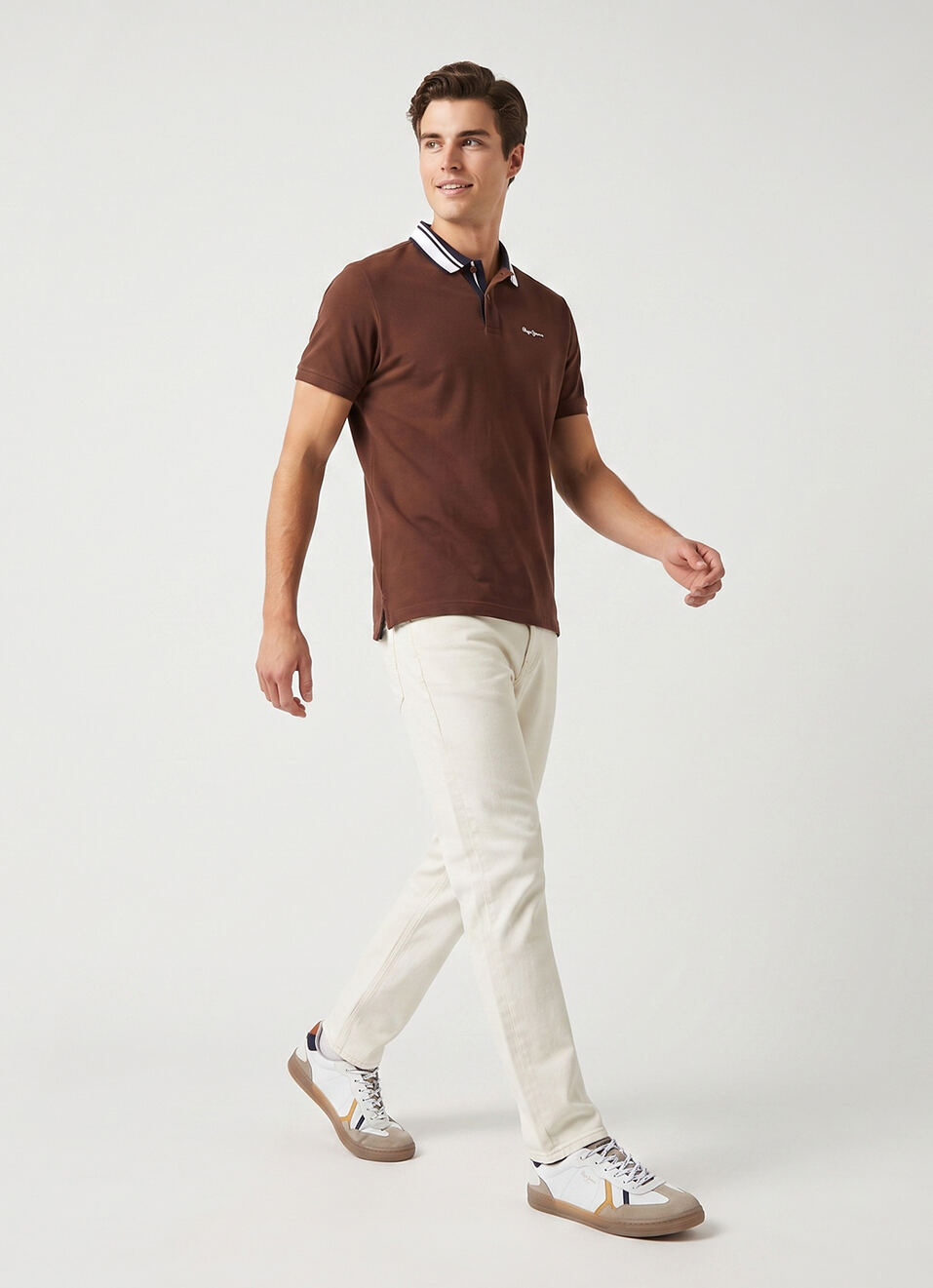 Men Brown Solid Polo Collar T-shirt, , large image number 5