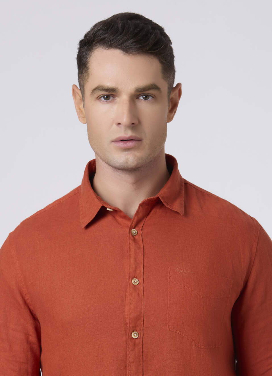 Men Wine Red Pure Linen Full Sleeve Shirt, , large image number 4