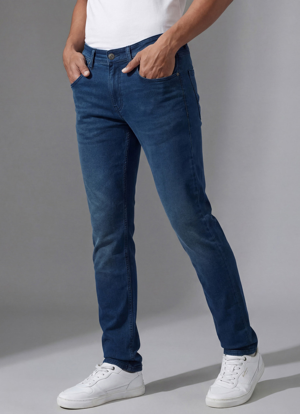 Men Blue Mid Rise Slim Structured Jeans, , large image number 0