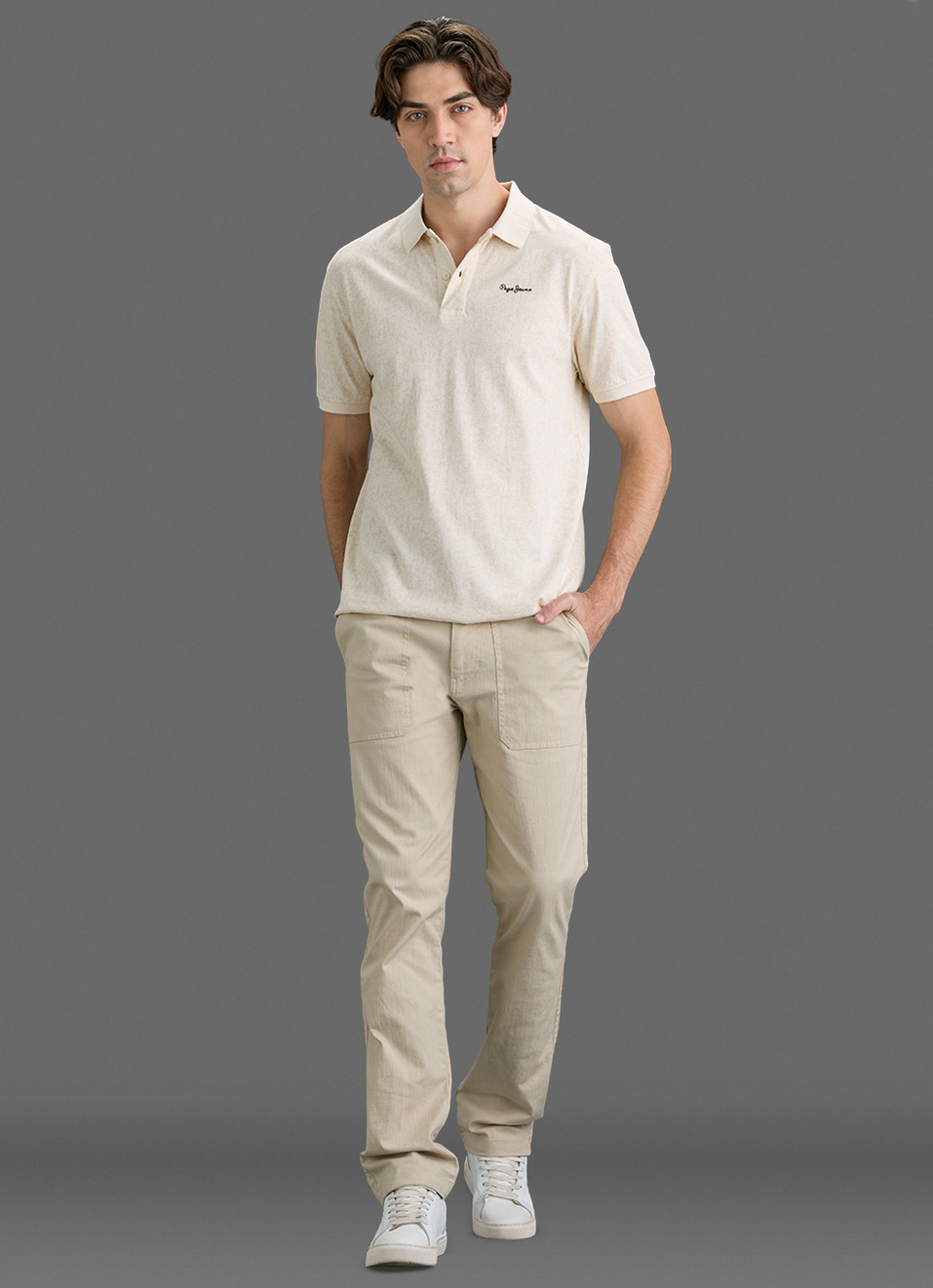 Men Khaki Straight Chinos, , large image number 1