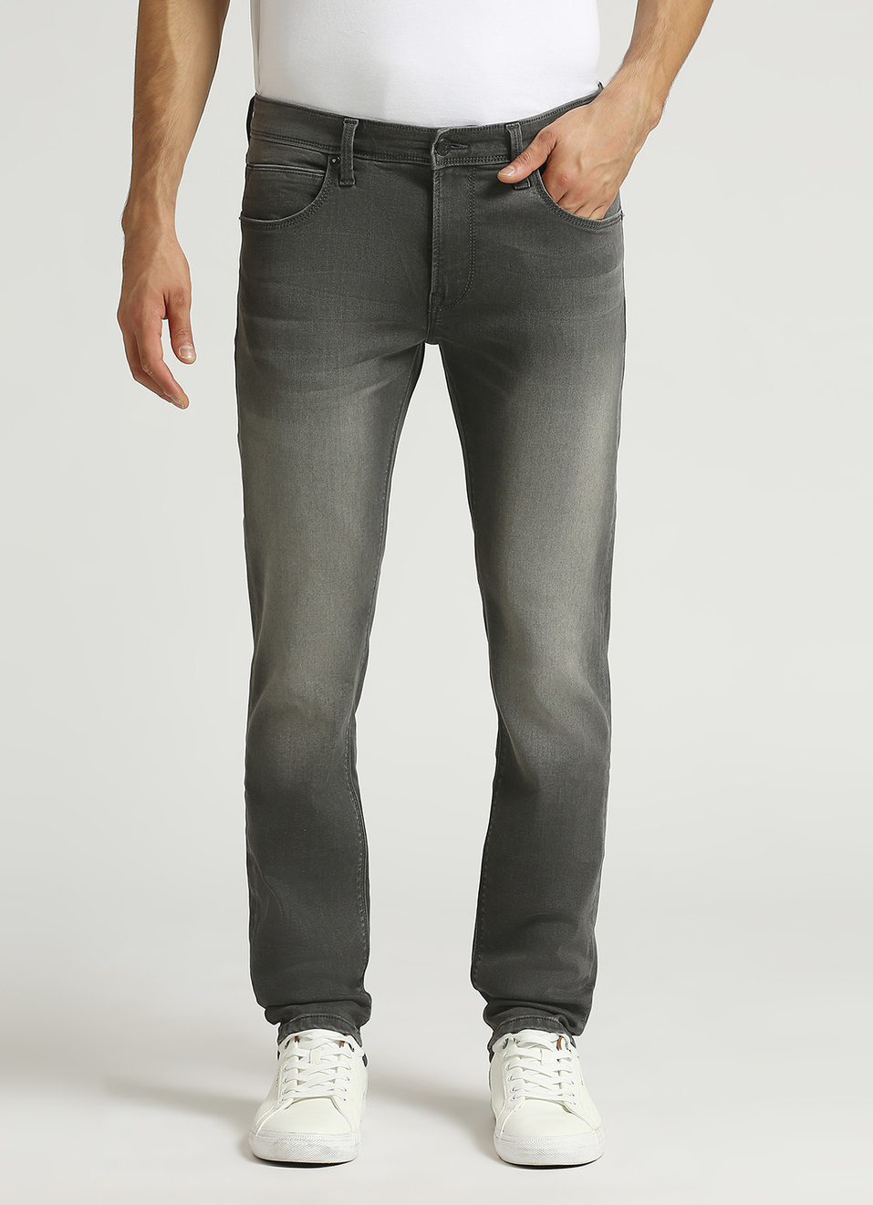 Vapour Grey Low Rise Tapered Fit Ecovero Jeans, , large image number 2