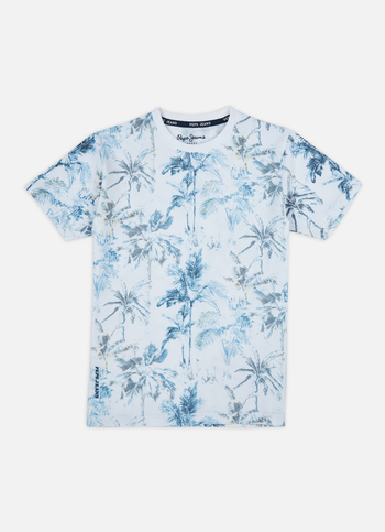 Boys Blue All Over Tropical Print Short Sleeve T-shirt