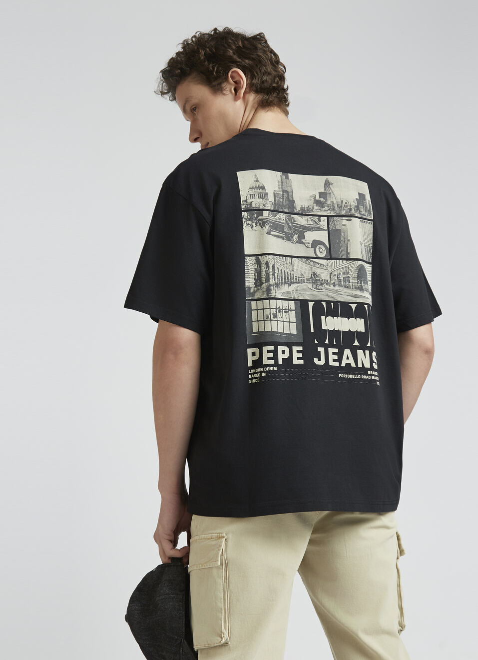 Black Back Print Short Sleeve Oversized T-shirt, , large image number 0