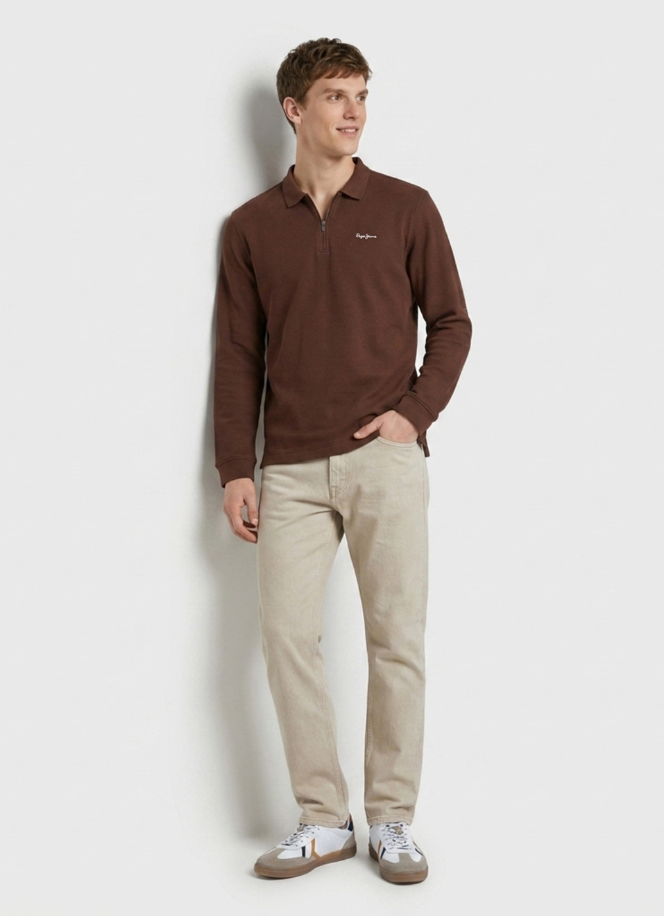 Men Brown Solid Polo Collar T-shirt, , large image number 5
