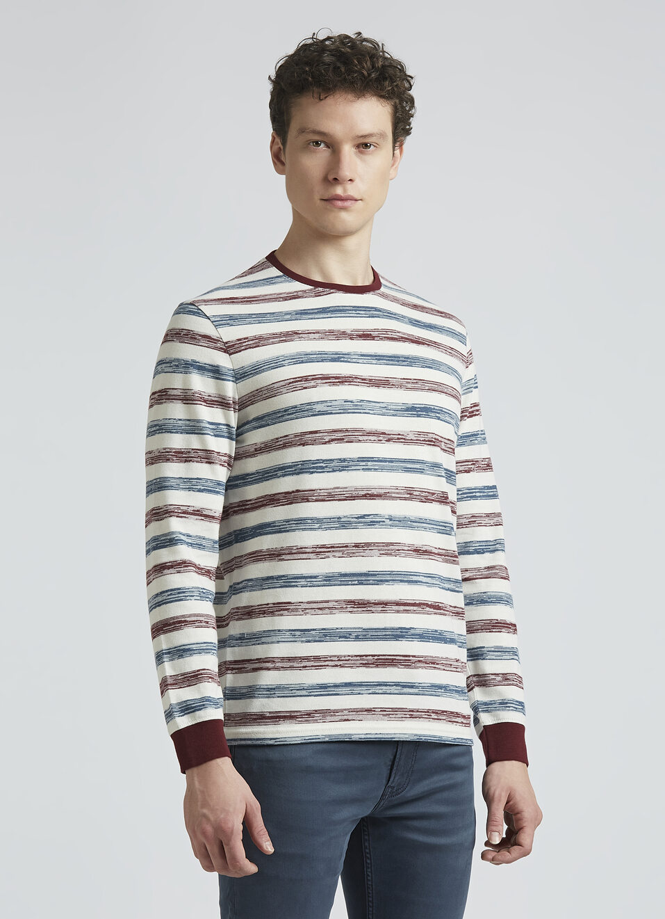 Burgundy Stripes Full Sleeve T-shirt, , large image number 3