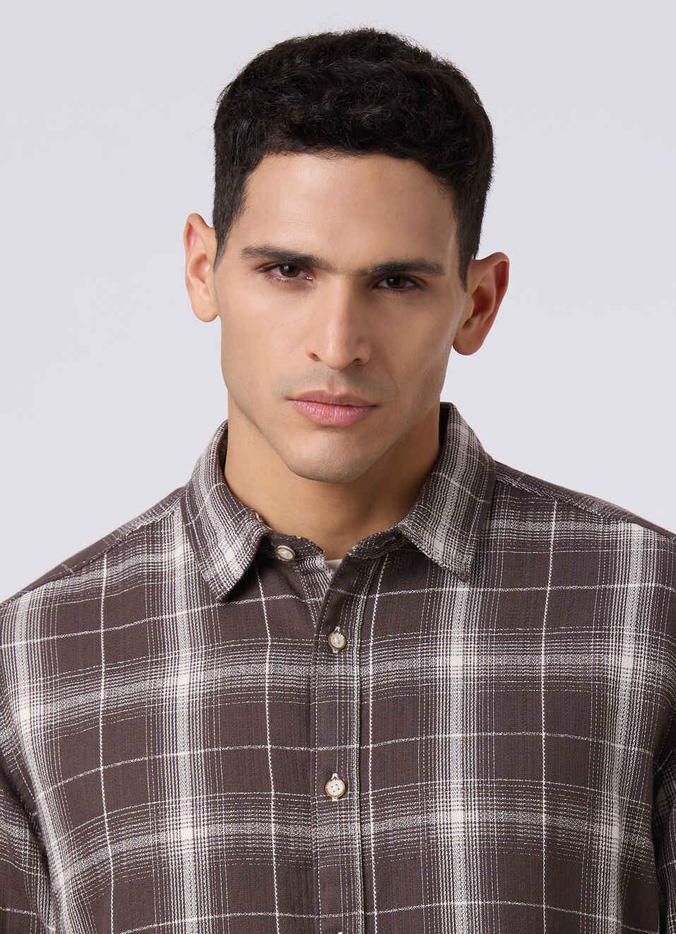 Men Brown Checked Regular Fit Shirt, , large image number 4
