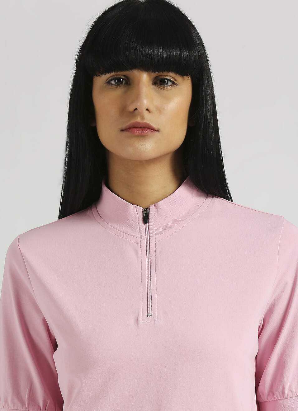 Pink Reflective Print Kangaroo Pocket Puff Sleeve T-shirt, , large image number 4