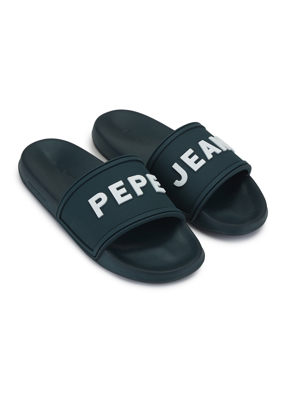 Men Green Slides With Arch Fit Footbed & Bold 3d Branding, , large image number 2