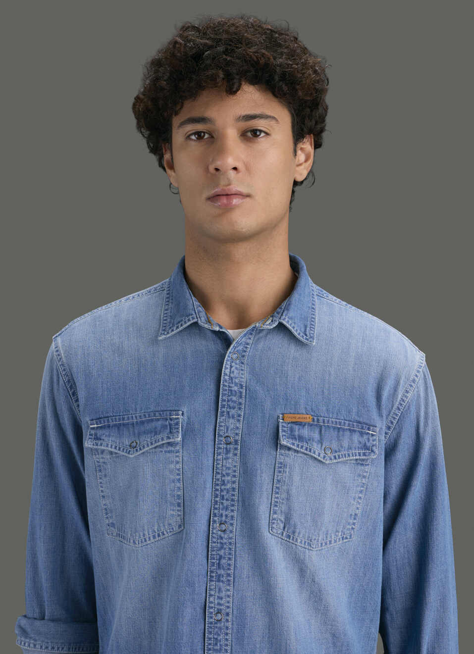 Men Blue Long Sleeve Denim Shirt, , large image number 4