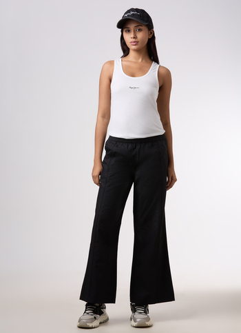 Women Black High Rise Wide Leg Cargo Pants
