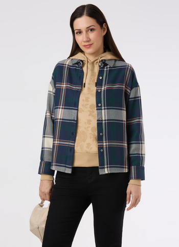 Women Oversized Green Checked Shirt