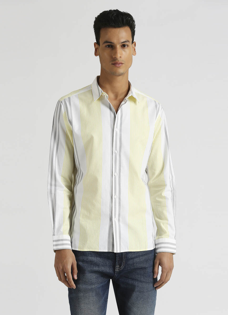 Yellow Premium Stripes Long Sleeve Shirt, , large image number 1