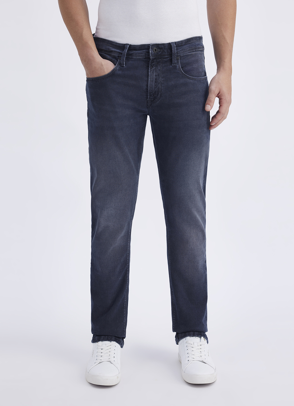Men Grey Mid Rise Slim Structured Jeans, , large image number 2