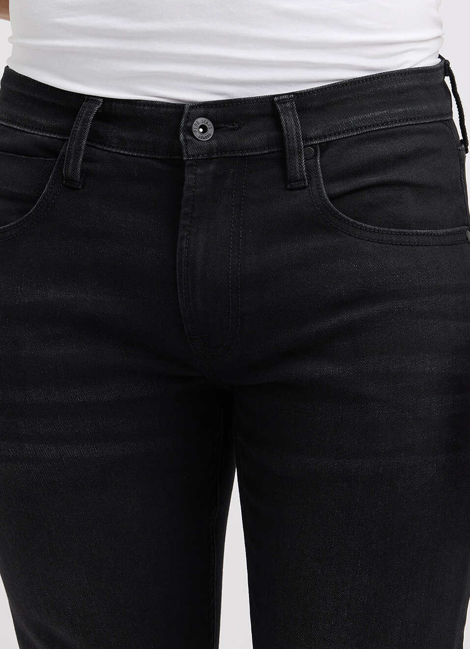 Men Black Slim Fit Mid Rise Whiskers Jeans , , large image number 4