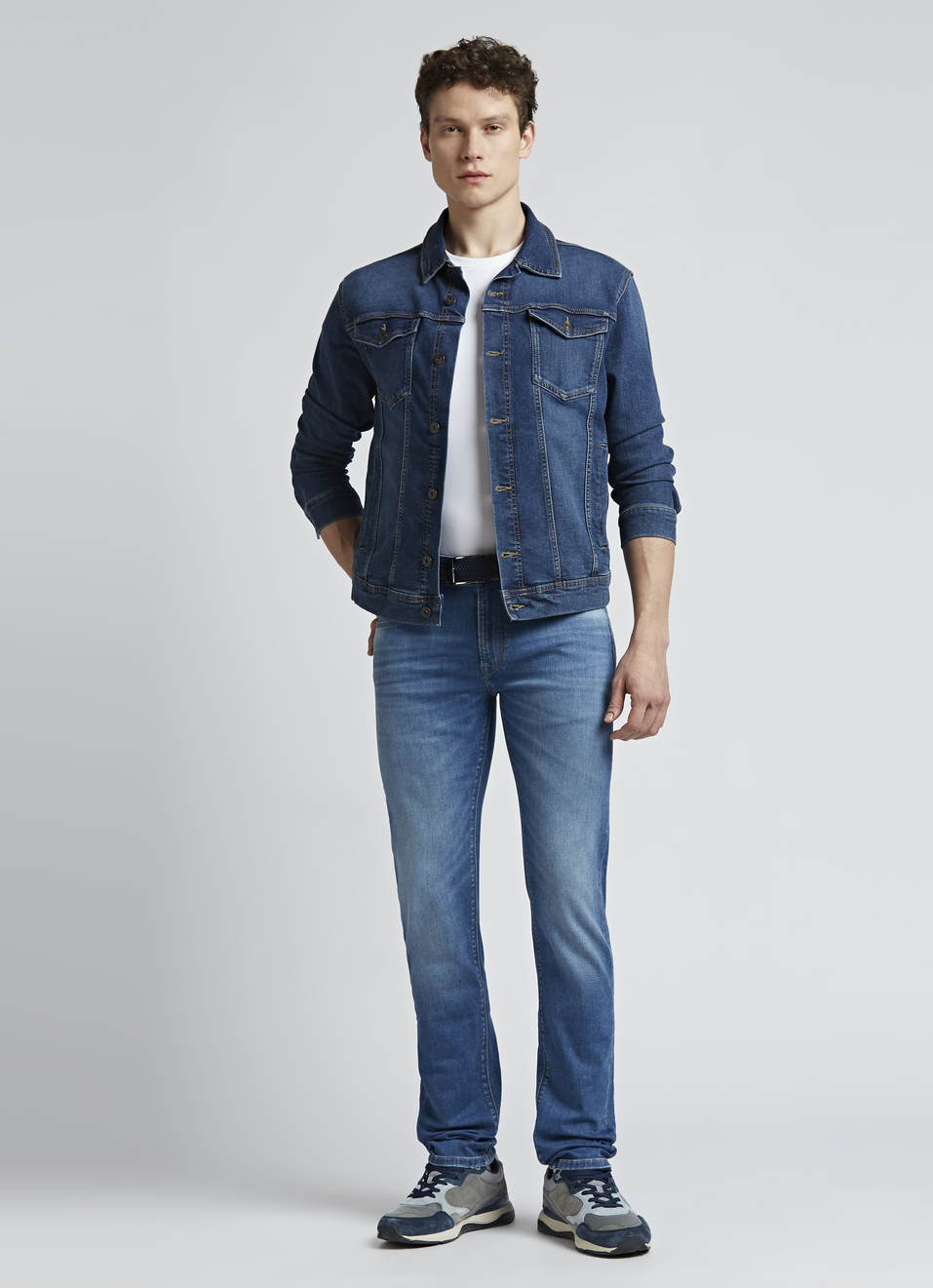 Vapour Blue Mid Rise Powerflex Jeans, , large image number 5