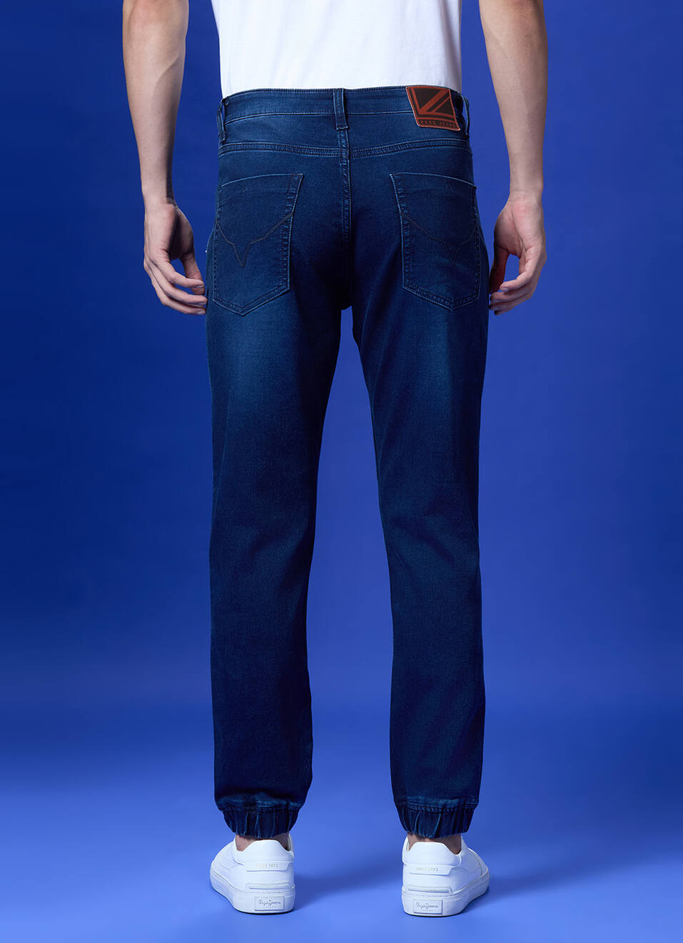 Blue Mid Rise Ankle Length Joggers, , large image number 3
