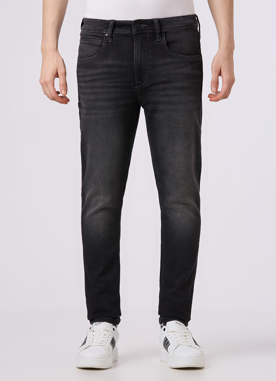 Men Black Mid Rise Slim Fit Gymindigo Jeans, , large image number 6