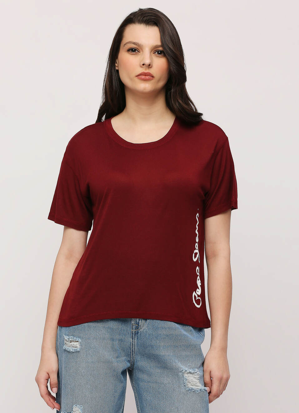 Yellow Vertical Logo Print T-shirt, , large image number 1