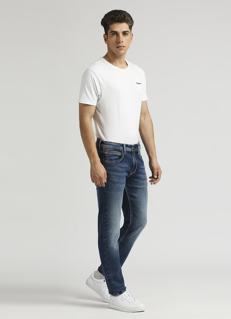 Vapour Dark Blue Low Rise Tapered Gymindigo Jeans, , large image number 1