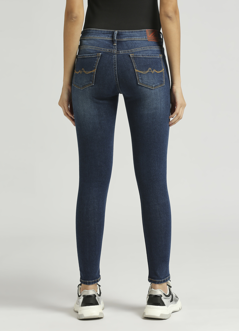 Lola Dark Blue Mid Waist Skinny Fit Jeans, , large image number 2