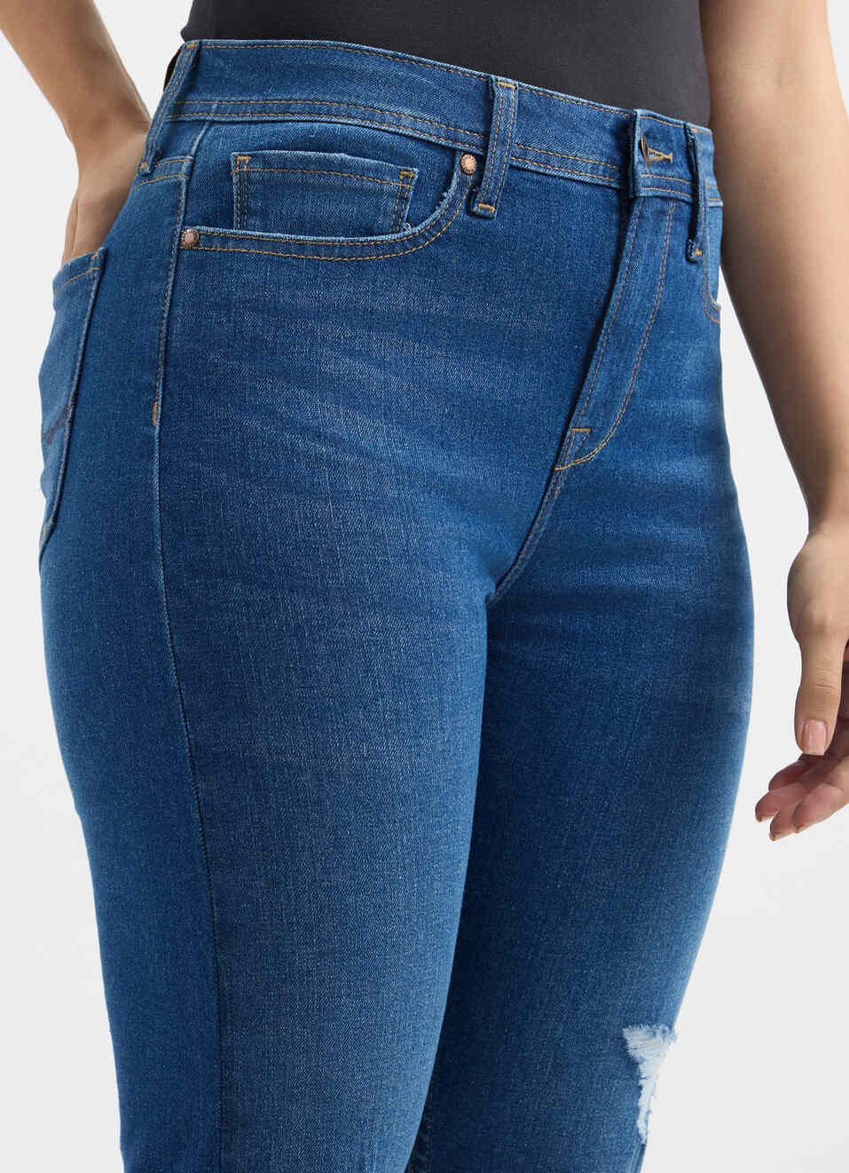 Women Blue Straight Fit High Rise Distressed Jeans , , large image number 4
