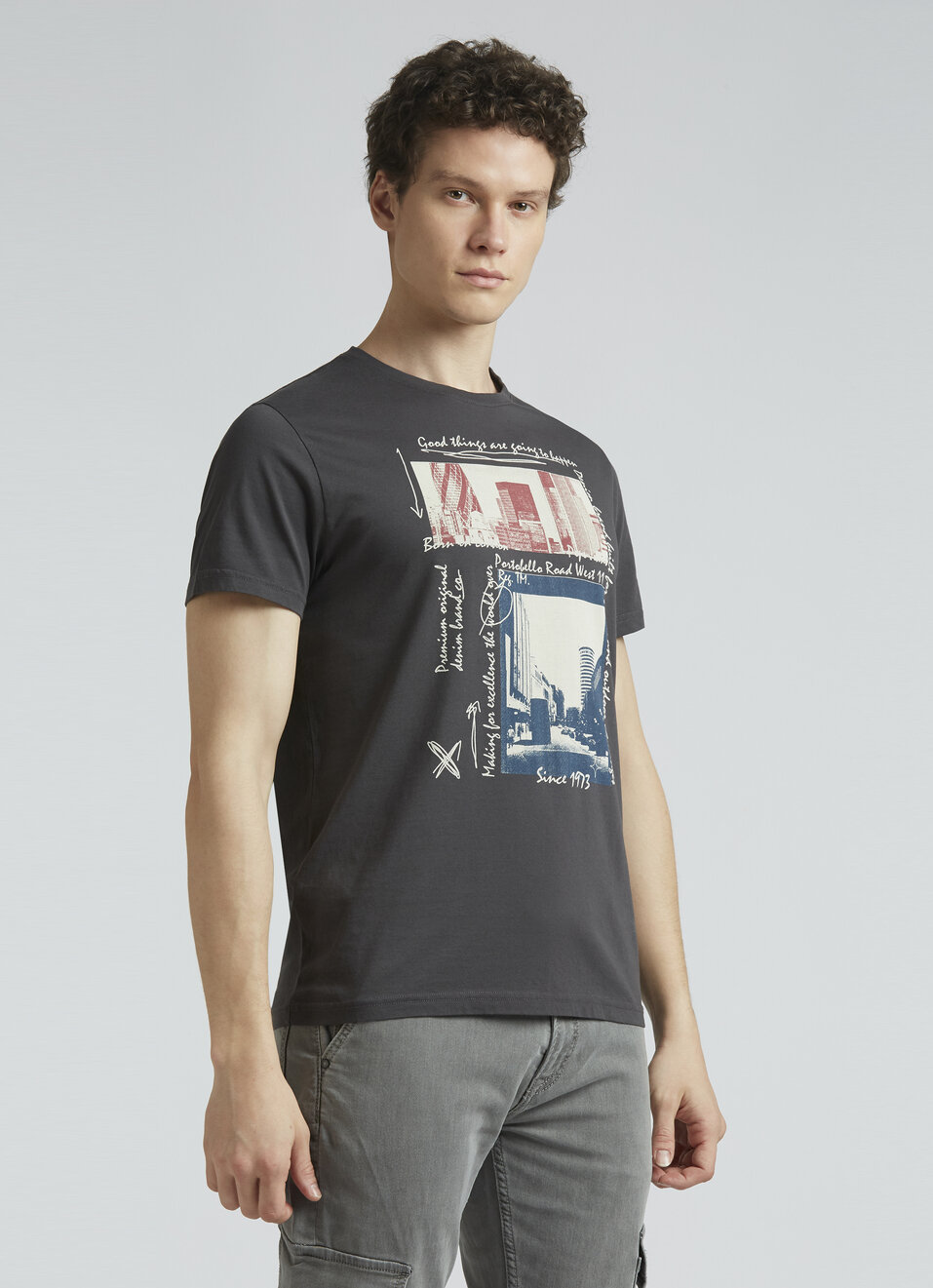 Grey Graphic Print Short Sleeve T-shirt, , large image number 3