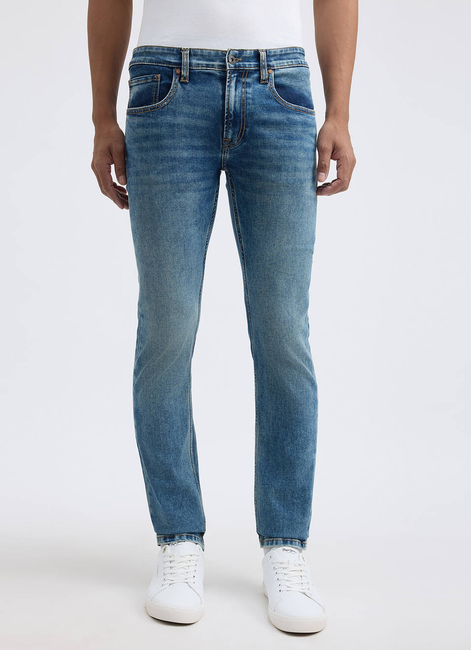 Men Blue Slim Fit Mid Rise All Climate Streachable Jeans, , large image number 6