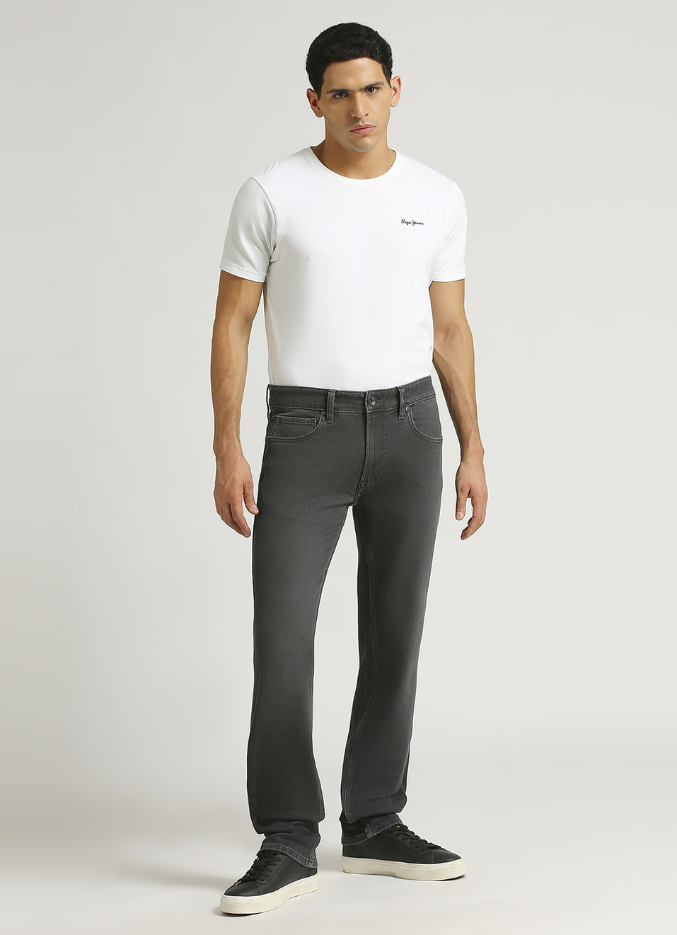 Holborne Grey Mid Rise Straight Fit Jeans, , large image number 1