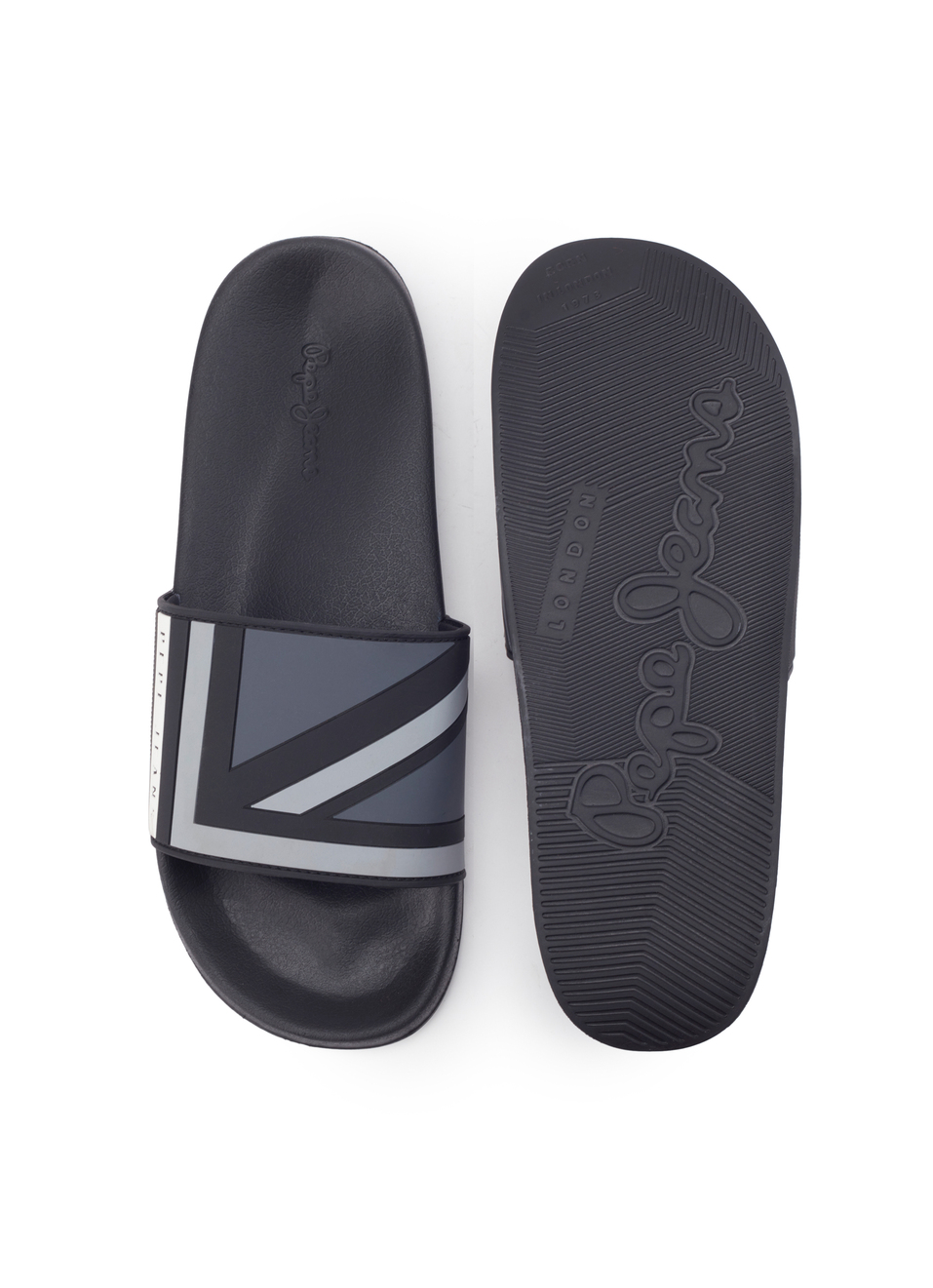 Black Lightweight Graphic Print Beach Slides, , large image number 4