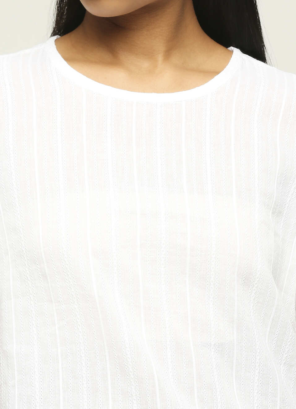 White Round Neck Short Sleeve Top, , large image number 4