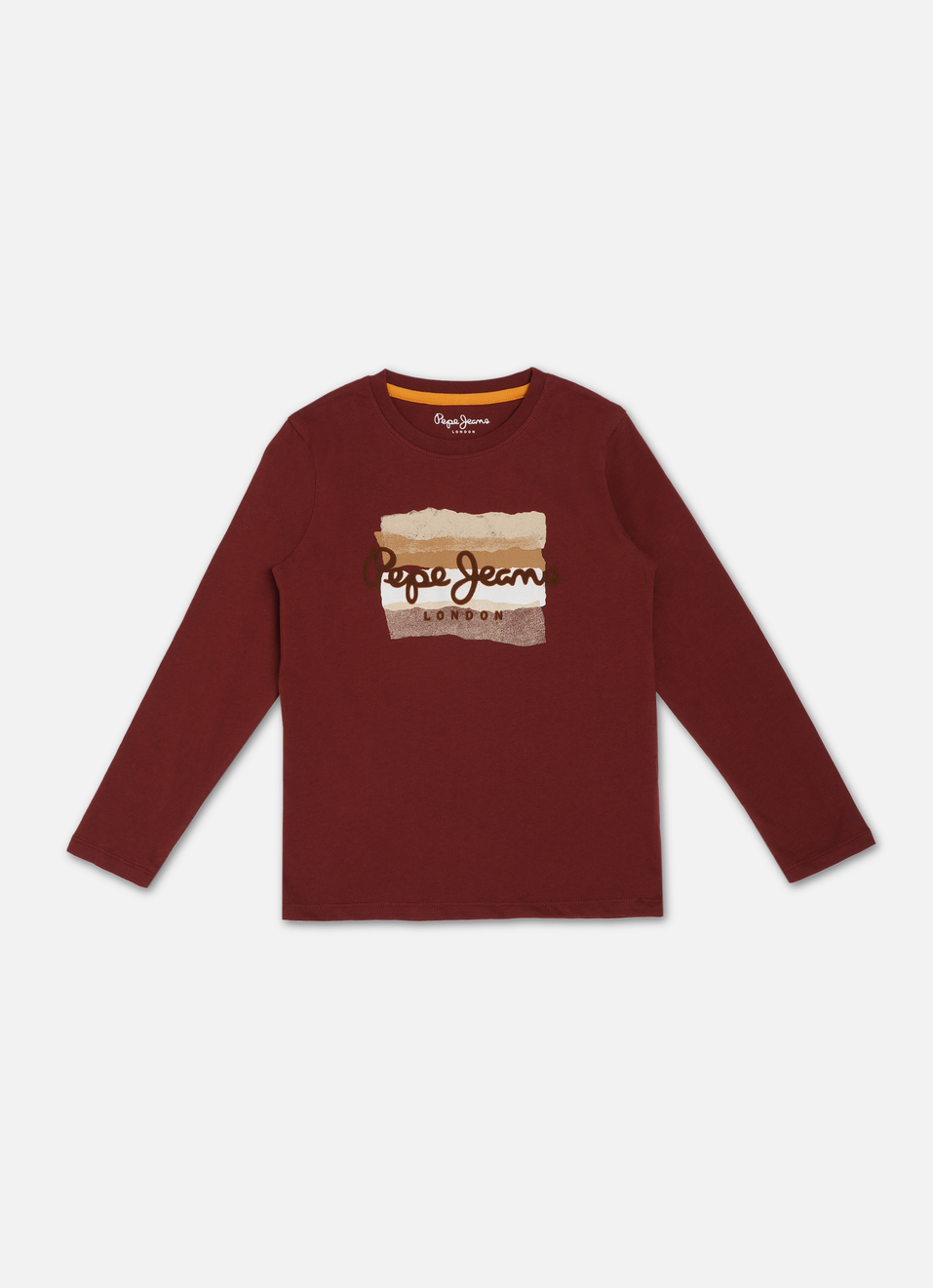 Boys Wine Purple Printed Long Sleeve Tee, , large image number 0