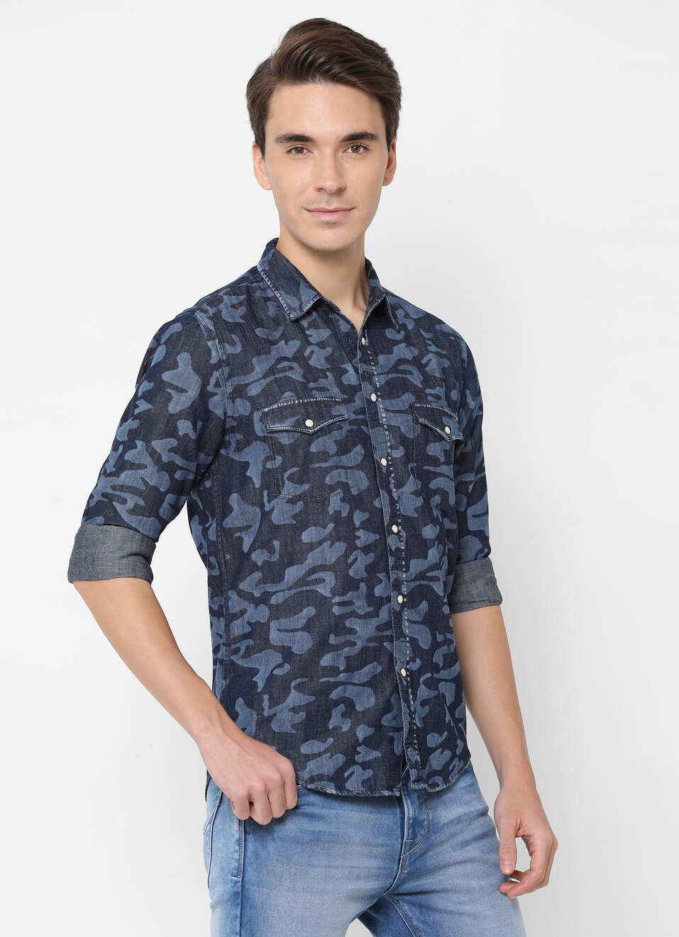 Fennel Printed Denim Shirt, , large image number 6