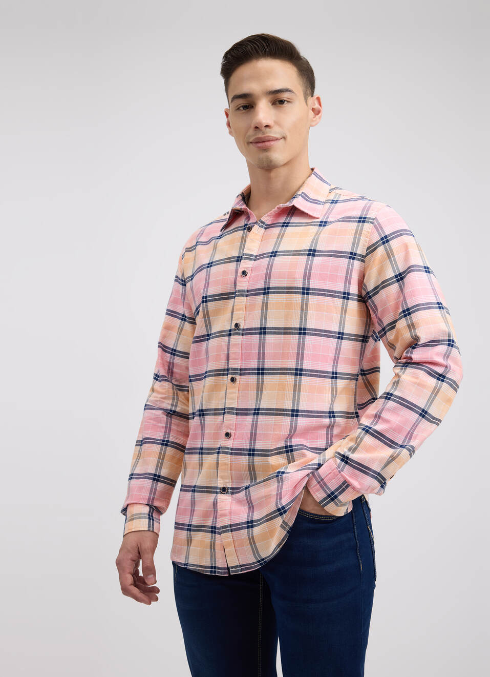Men Pink Check Full Sleeve Shirt, , large image number 3