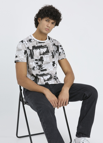 Men Grey All Over Print Short Sleeve T-shirt