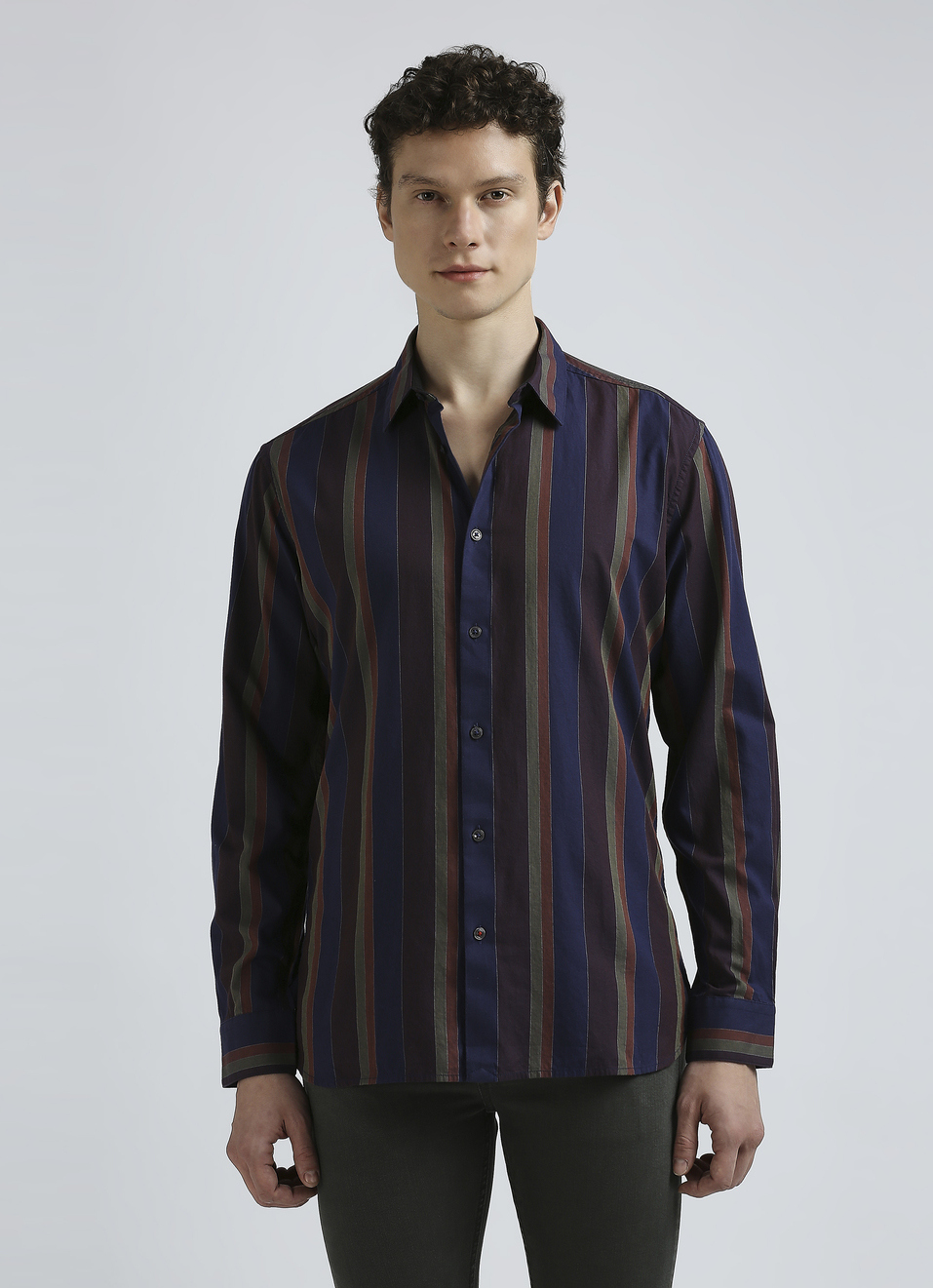Navy Stripes Full Sleeve Shirt, , large image number 1