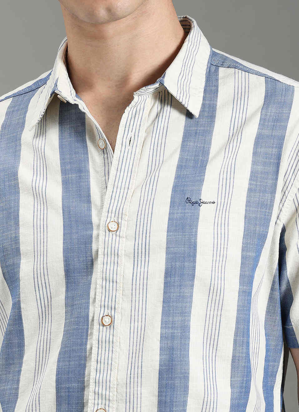 Men Blue Striped Shirt, , large image number 1
