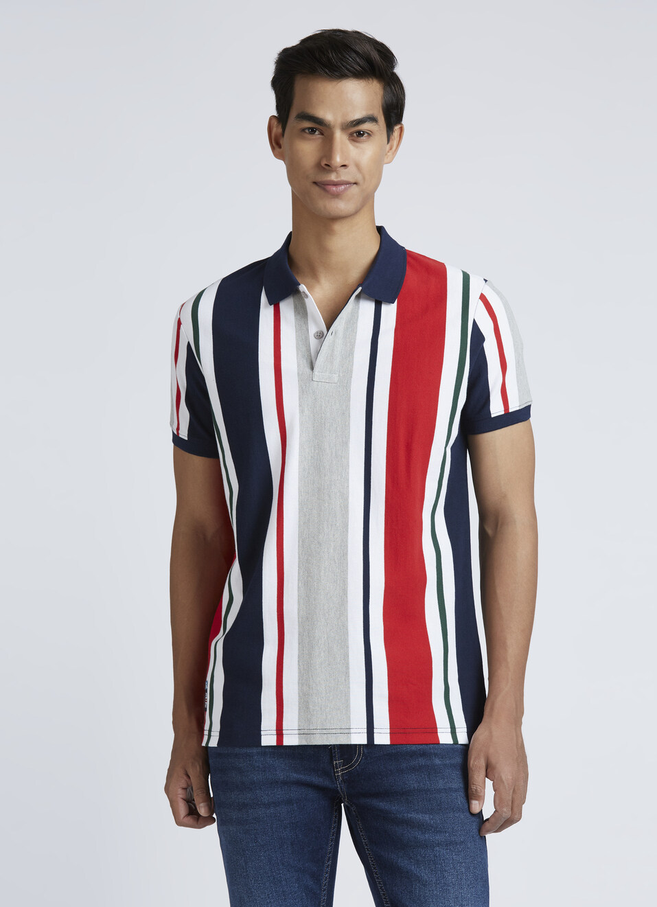 Red Stripes Short Sleeves Polo, , large image number 1