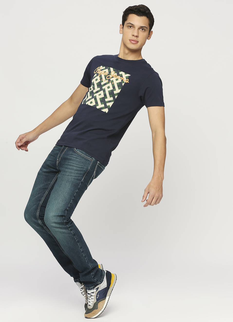 Geometric Flock Print Short Sleeve T-shirt, , large image number 5