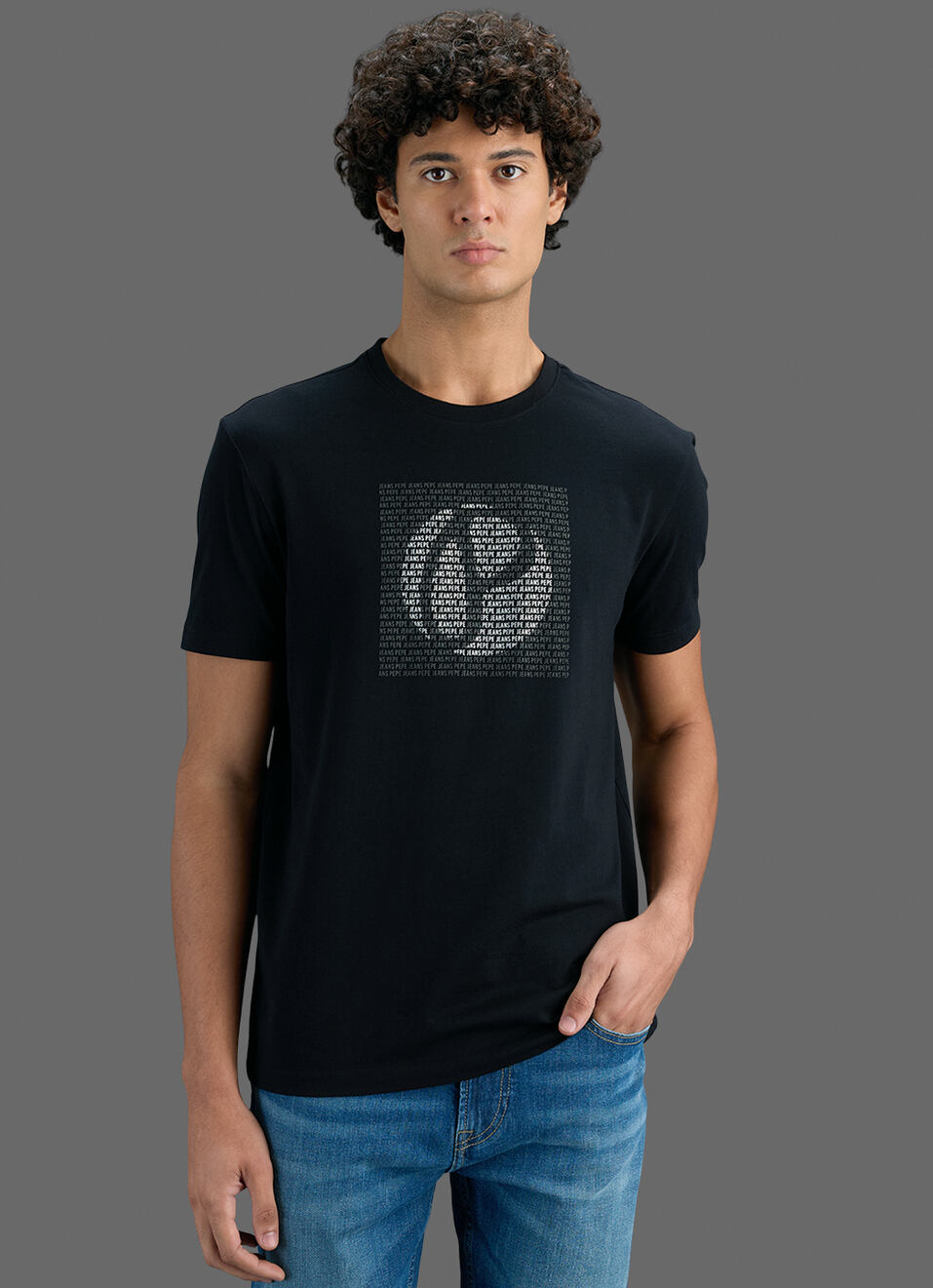 Men Black Slim Printed T-shirt, , large image number 5