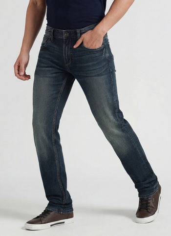 Vapour Dark Blue Mid Rise Slim Fit Jeans